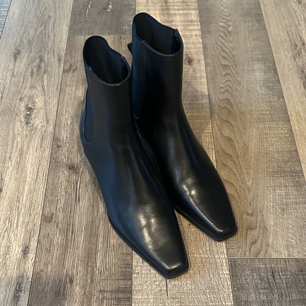 Mango Black elongated square toe ankle booties size 37